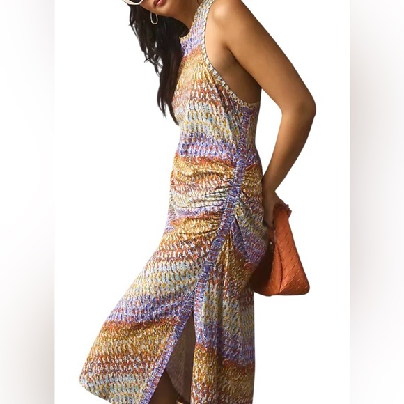 Daily Practice Anthropologie High Neck Treasure Midi Dress Size 3X Ruched NEW - Picture 1 of 12